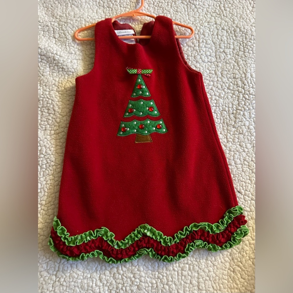 Bonnie Jean 4T girls/toddler dress Holidays/Christmas,gems,ruffle,tree